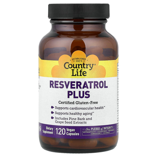 Country Life Resveratrol Plus, 120 Vegan Capsules