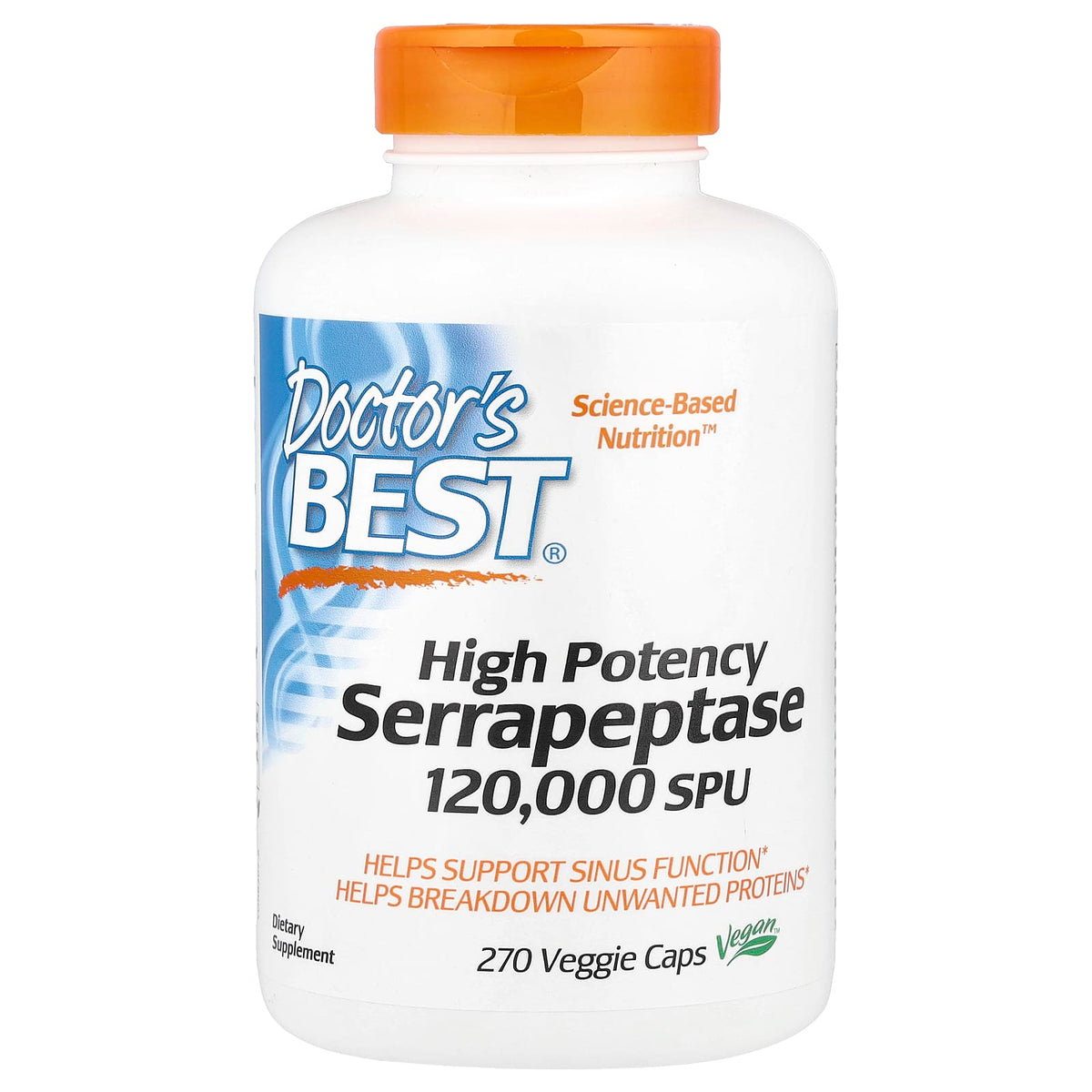 Doctor's Best High Potency Serrapeptase 120,000 SPU, 270 Veggie Caps — product view