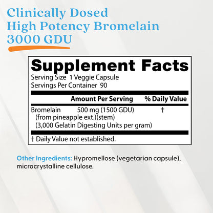 Doctor's Best High Potency Bromelain, 500 mg, 90 Veggie Caps - view 4