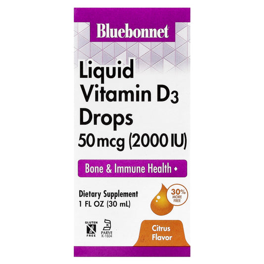 Bluebonnet Nutrition Liquid Vitamin D3 Drops, Citrus, 50 mcg (2,000 IU), 30 ml