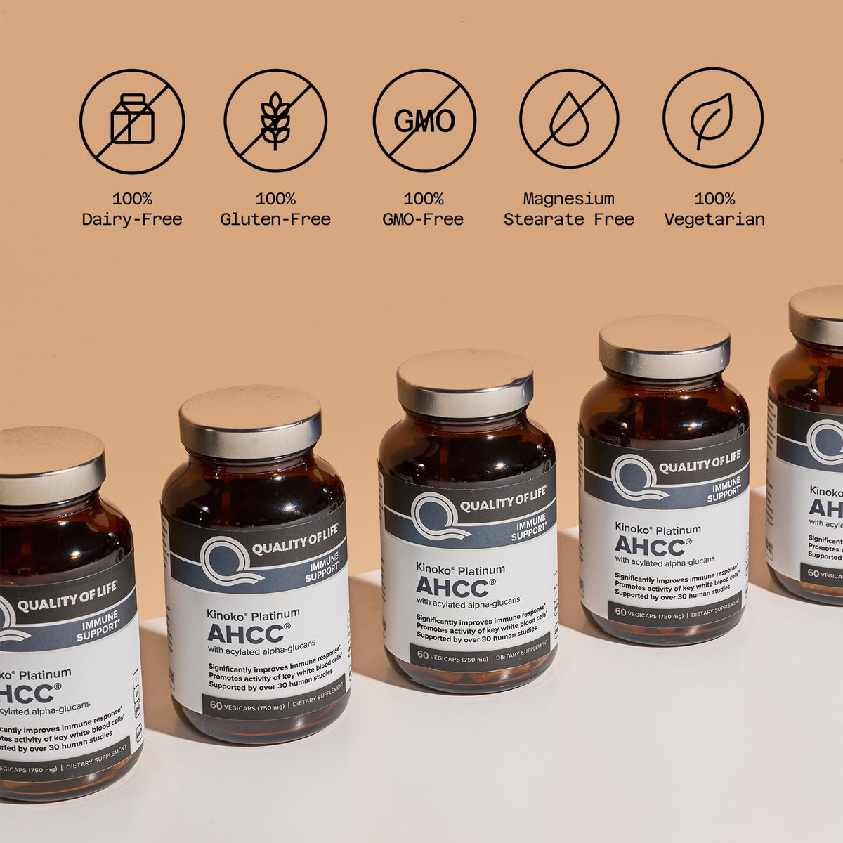 Quality of Life Kinoko Platinum AHCC, 750 mg, 60 Vegicaps - view 4