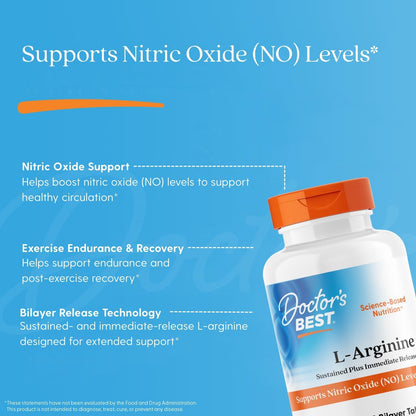 Doctor's Best L-Arginine 500 mg, 120 Bilayer Tablets - view 5