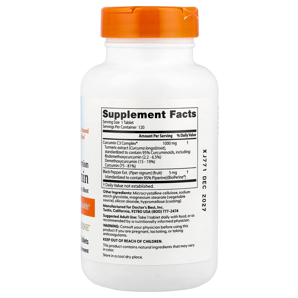 Doctor's Best High Absorption Curcumin, 120 Tablets - view 2
