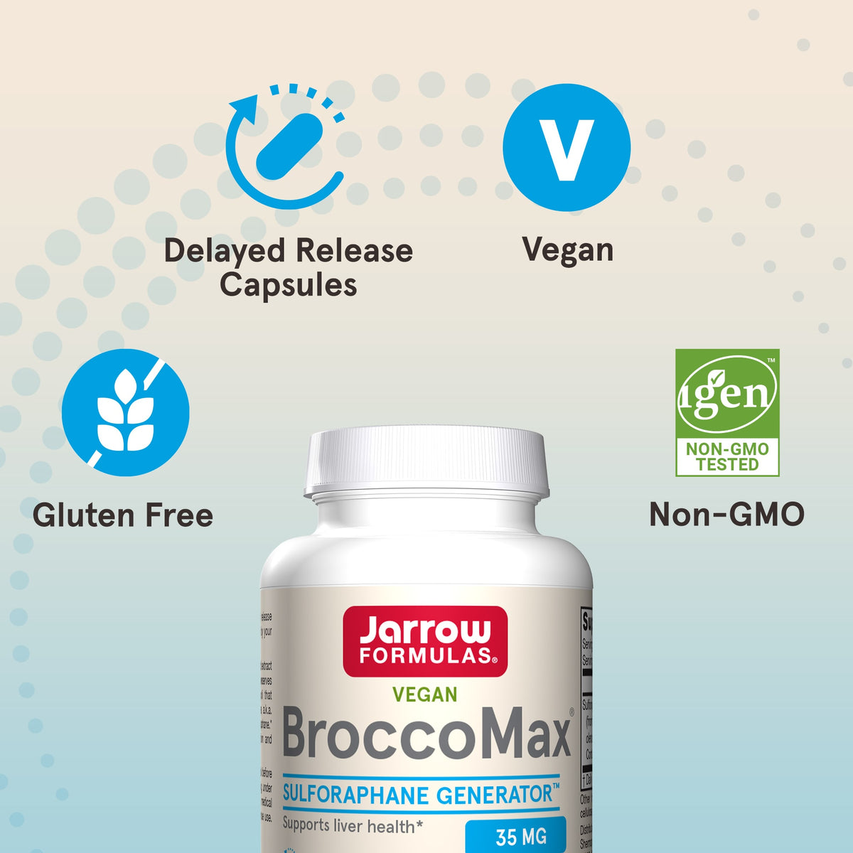 Jarrow Formulas Vegan BroccoMax, 60 Veggie Capsules (17.5 mg per Capsule) - view 6