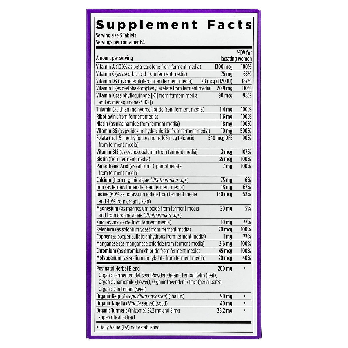 New Chapter Perfect Postnatal Multivitamin, 192 Vegetarian Tablets — alternate product view