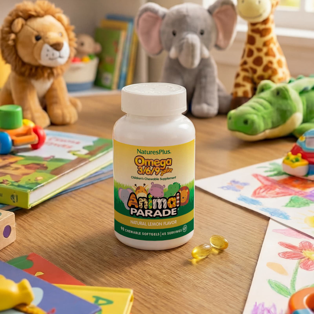 NaturesPlus Animal Parade Omega 3/6/9 Junior, Natural Lemon, 90 Chewables - view 5