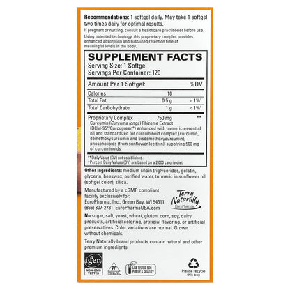 Terry Naturally CuraMed Curcumin, 750 mg, 120 Softgels - view 2