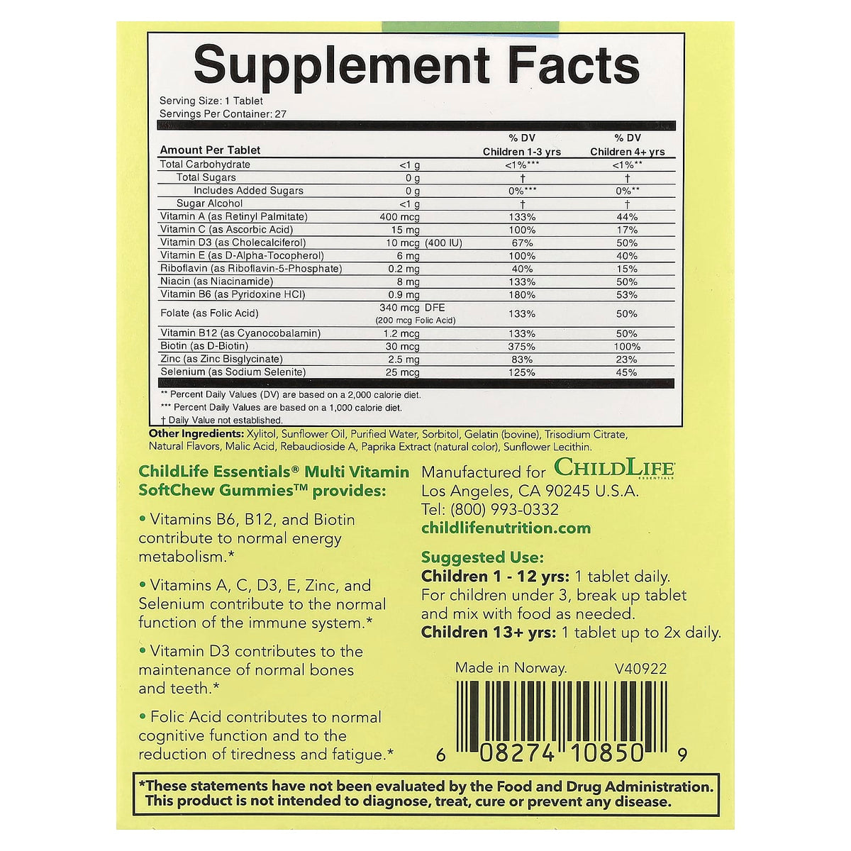 ChildLife Essentials Multi Vitamin SoftChew Gummies, Natural Orange, 27 Tablets - view 2