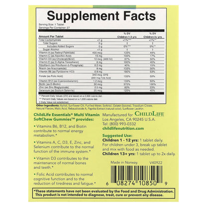 ChildLife Essentials Multi Vitamin SoftChew Gummies, Natural Orange, 27 Tablets - view 2