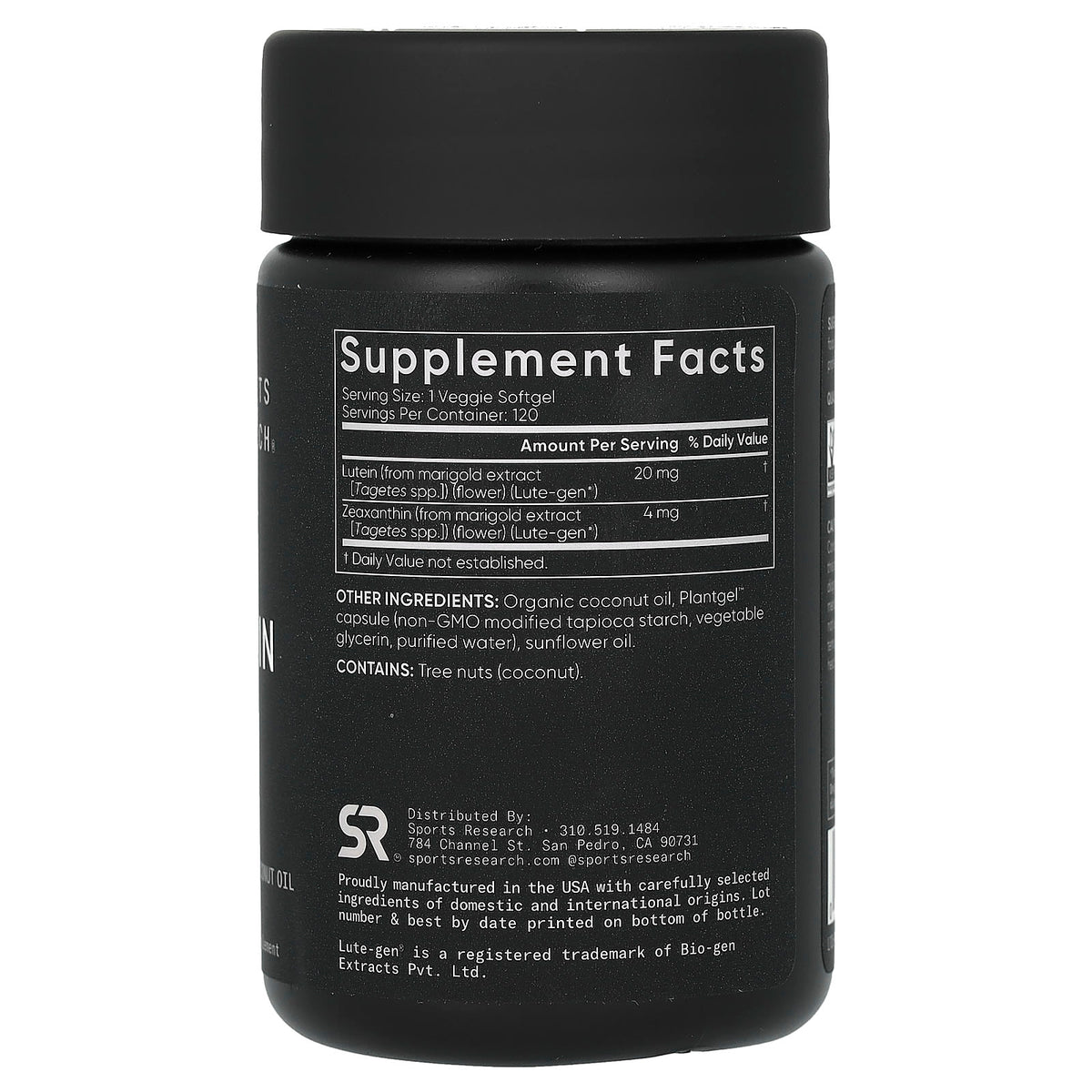 Sports Research Lutein + Zeaxanthin, Plant-Based, 120 Veggie Softgels — alternate product view