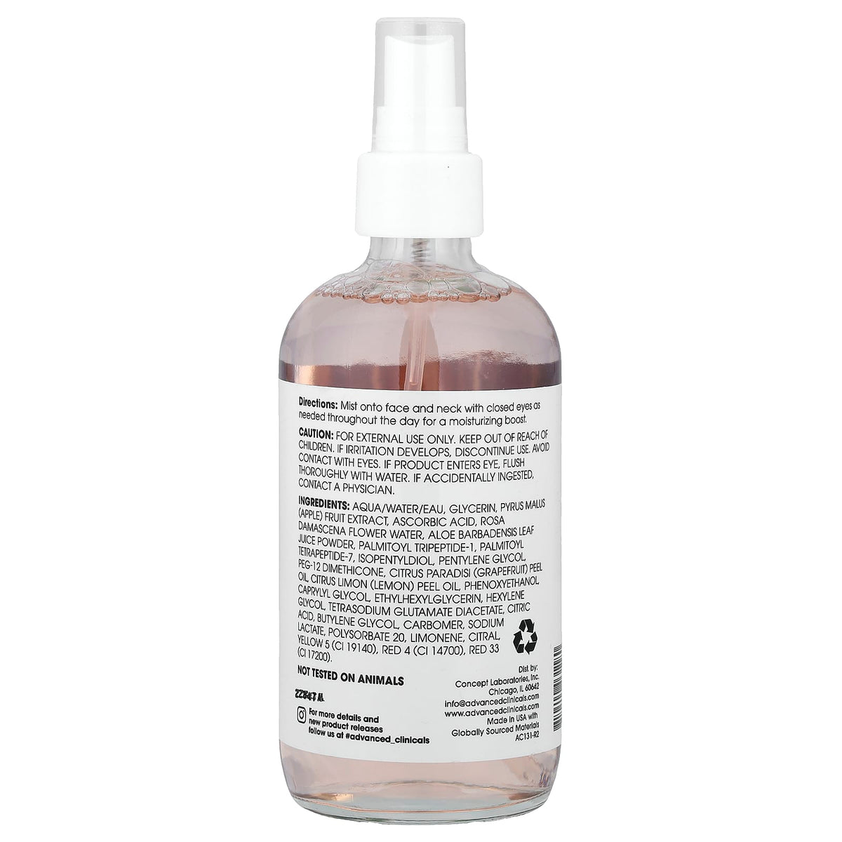 Advanced Clinicals Vitamin C + Aloe Vera Facial Mist 222 ml (7.5 fl oz) — alternate product view