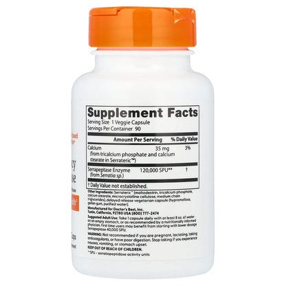 Doctor's Best High Potency Serrapeptase, 90 Veggie Caps - view 2