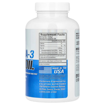 EVLution Nutrition Omega-3 Fish Oil, 1,000 mg, 120 Softgels - view 2