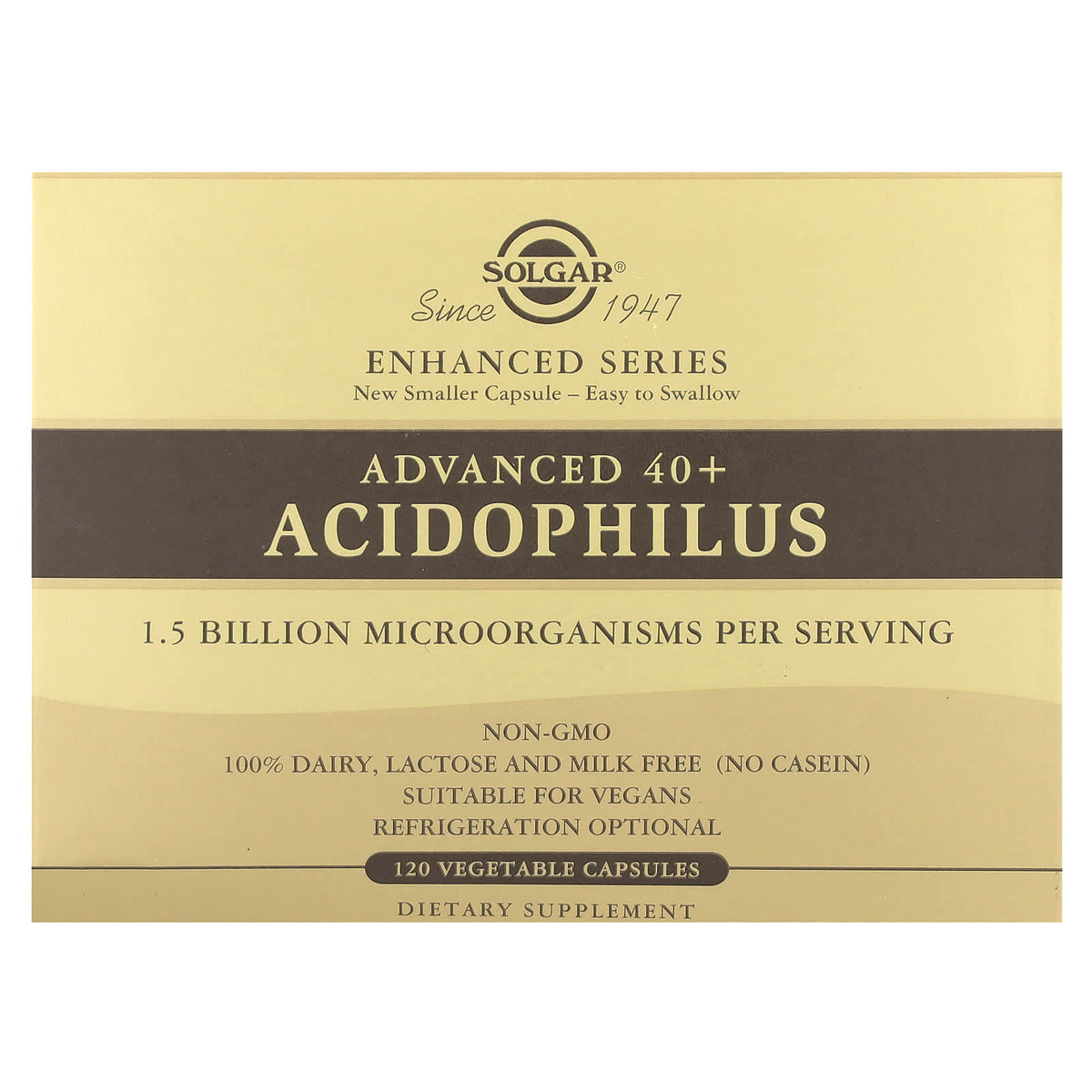 Solgar Advanced 40+ Acidophilus, 120 Vegetable Capsules — product view