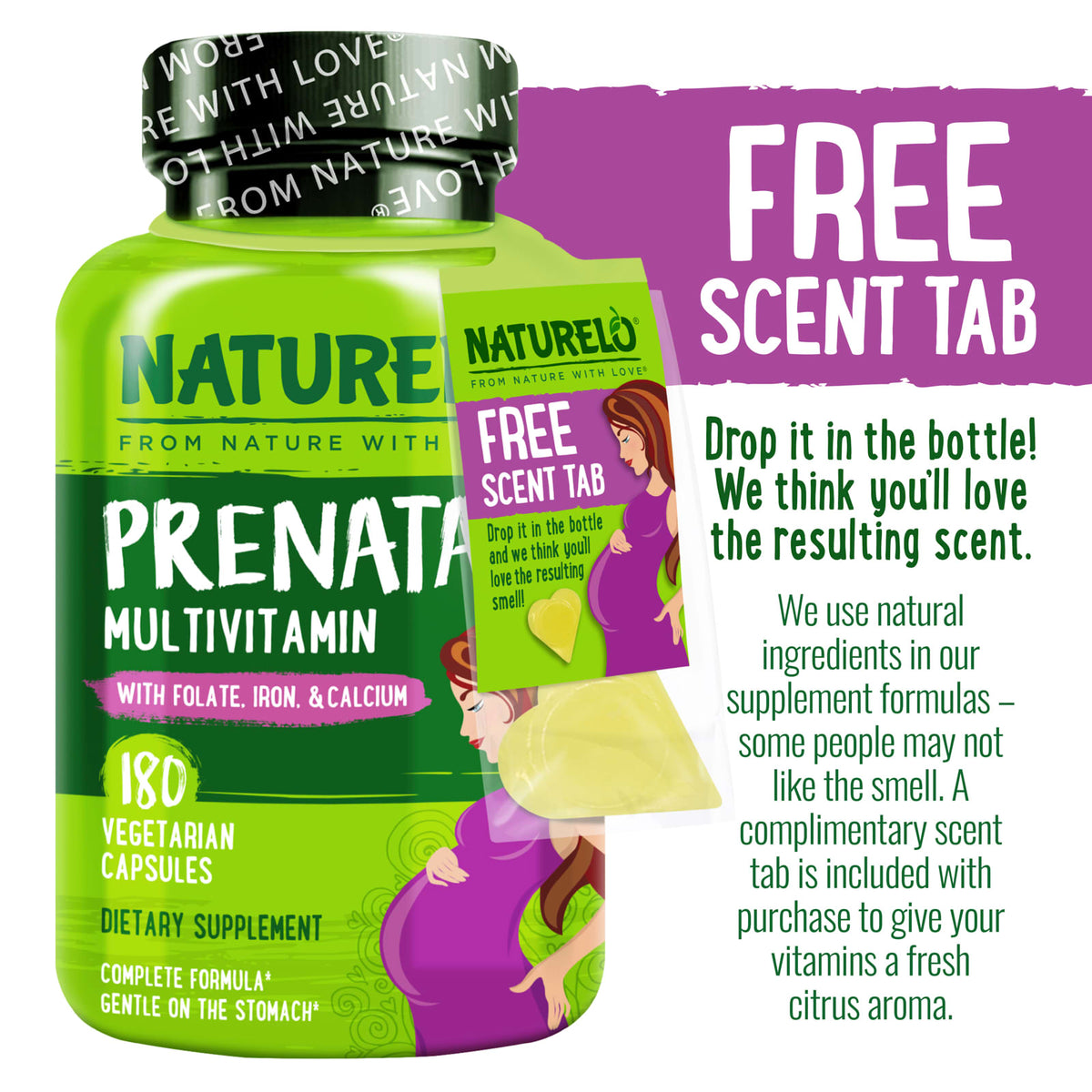 NATURELO Prenatal Multivitamin with Folate, Iron & Calcium, 180 Capsules - view 5