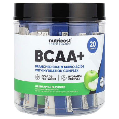 Nutricost Performance BCAA+ Green Apple, 20 Packets