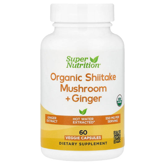 Super Nutrition Organic Shiitake Mushroom + Ginger 60 Veggie Capsules