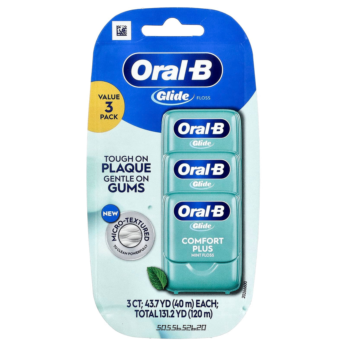 Oral-B Glide Comfort Plus Floss, Mint, 40 m (43.7 yd) Each, Pack of 3 — product view