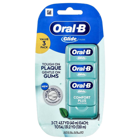 Oral-B Glide Comfort Plus Floss, Mint, Pack of 3, 40 m (43.7 yd) Each