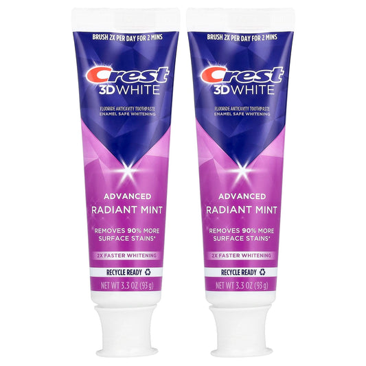 Crest 3D White Advanced Toothpaste, Radiant Mint, 2 Pack, 93 g Each
