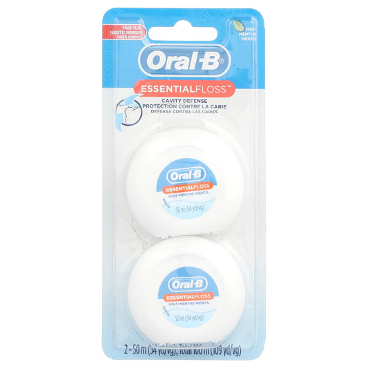 Oral-B EssentialFloss Value Pack, Mint, 2 Pack, 50 m (54 yd) Each