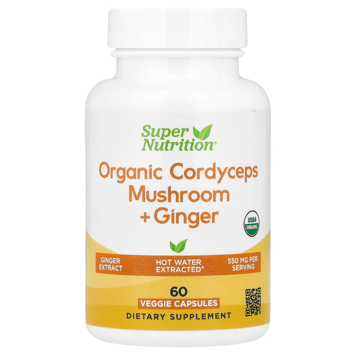 Super Nutrition Organic Cordyceps Mushroom + Ginger, 60 Veg Capsules — product view