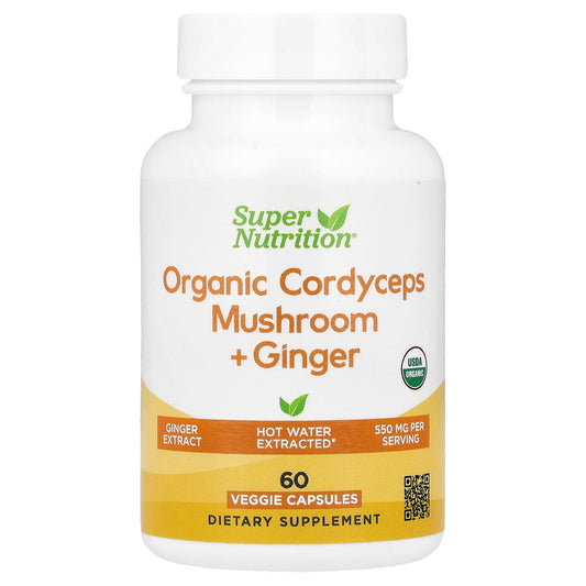 Super Nutrition Organic Cordyceps Mushroom + Ginger, 60 Veg Capsules