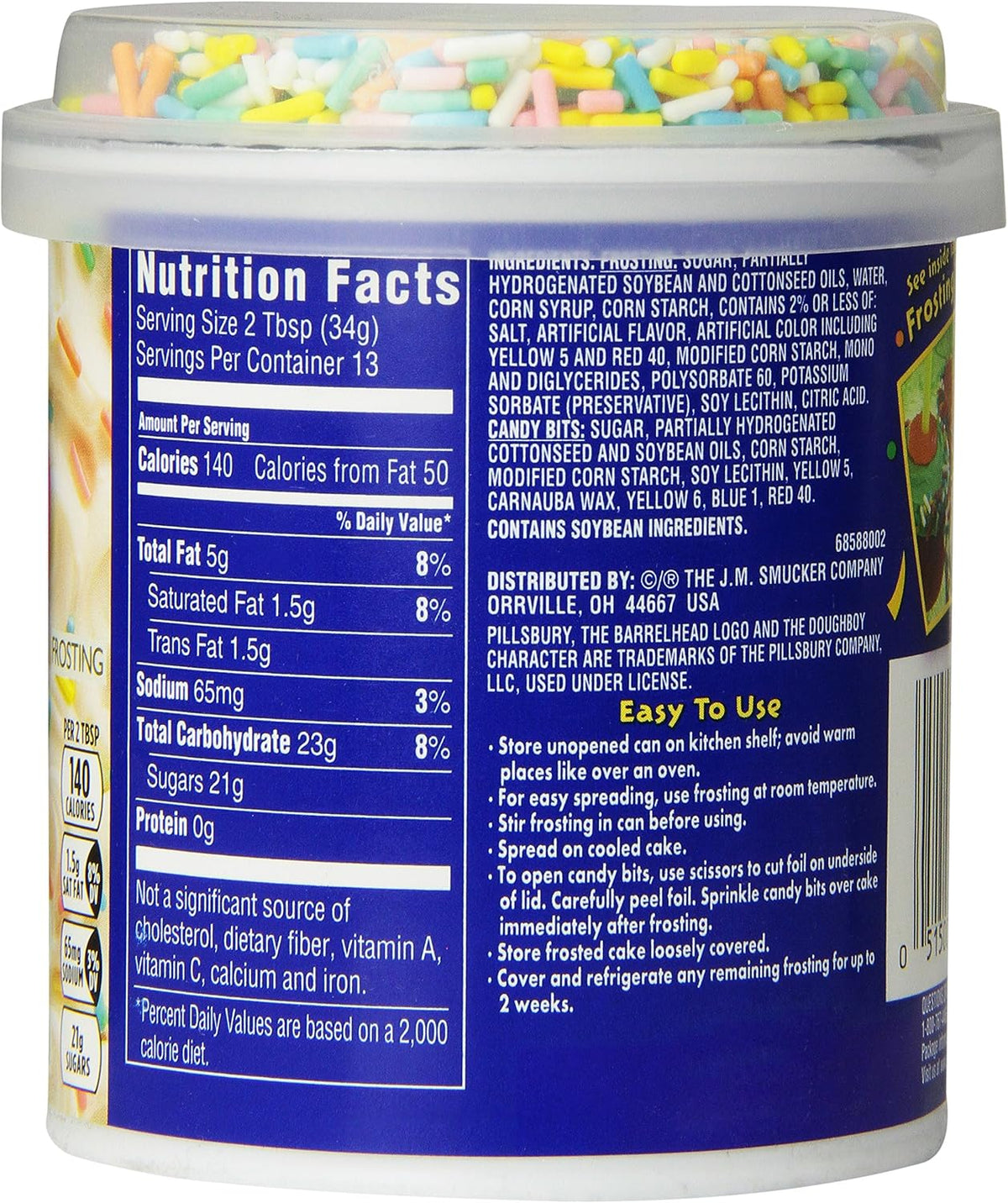 Pillsbury Funfetti Vanilla Frosting with Candy Bits 442 g (15.06 oz) - view 2