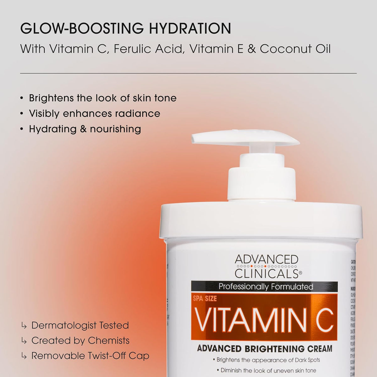 Vitamin C brightening body cream benefits: glow-boosting hydration - Advanced Clinicals Vitamin C Brightening Body Cream 454 g, P