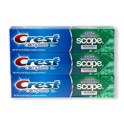 Crest Complete Extra Whitening + Scope Advanced Freshness Toothpaste 232 g, Pack of 3