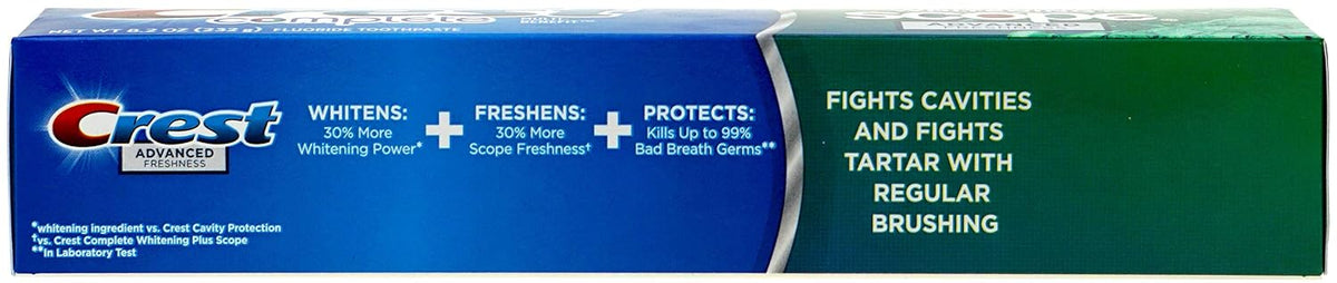 Crest Complete Extra Whitening + Scope Advanced Freshness toothpaste carton - Crest Complete Extra Whitening + Scope Advanced Freshness To