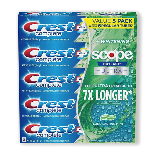Crest Complete Whitening + Scope Outlast Toothpaste 184 g, Pack of 5