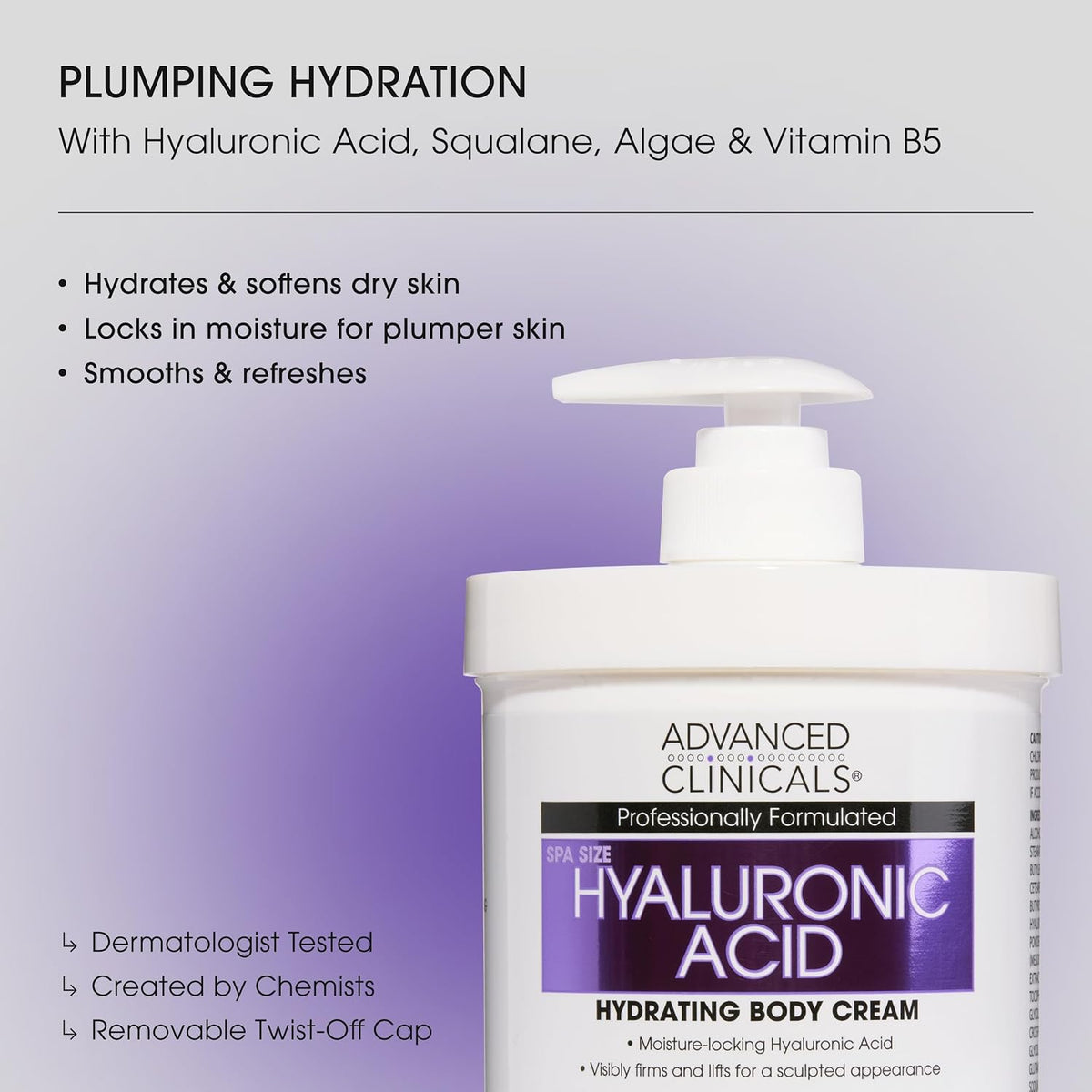 Hyaluronic acid body cream benefits: plumping hydration - Advanced Clinicals Retinol Body Cream + Hyaluronic Acid Body