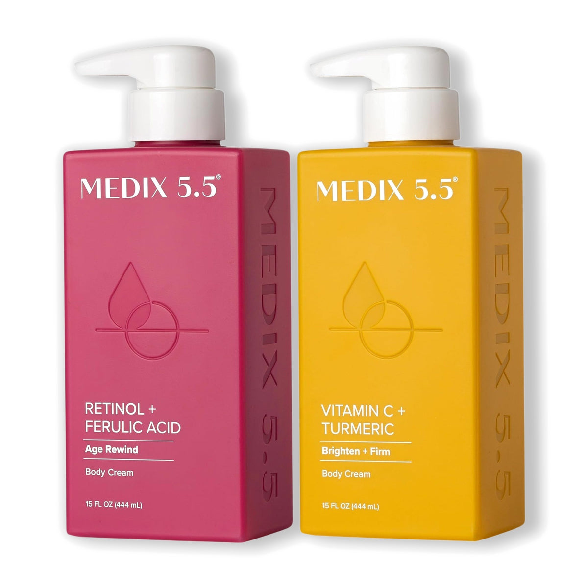 Medix 5.5 Retinol + Ferulic Acid Body Cream & Vitamin C + Turmeric Body Cream Set 444 ml Each