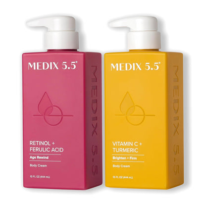 Medix 5.5 Retinol + Ferulic Acid Body Cream & Vitamin C + Turmeric Body Cream Set 444 ml Each