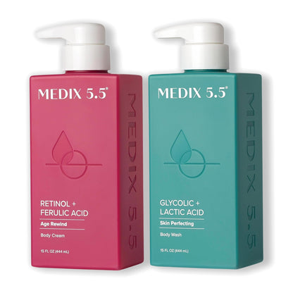 Medix 5.5 Retinol + Ferulic Acid Body Cream 444 ml + Glycolic + Lactic Acid Body Wash 444 ml Set