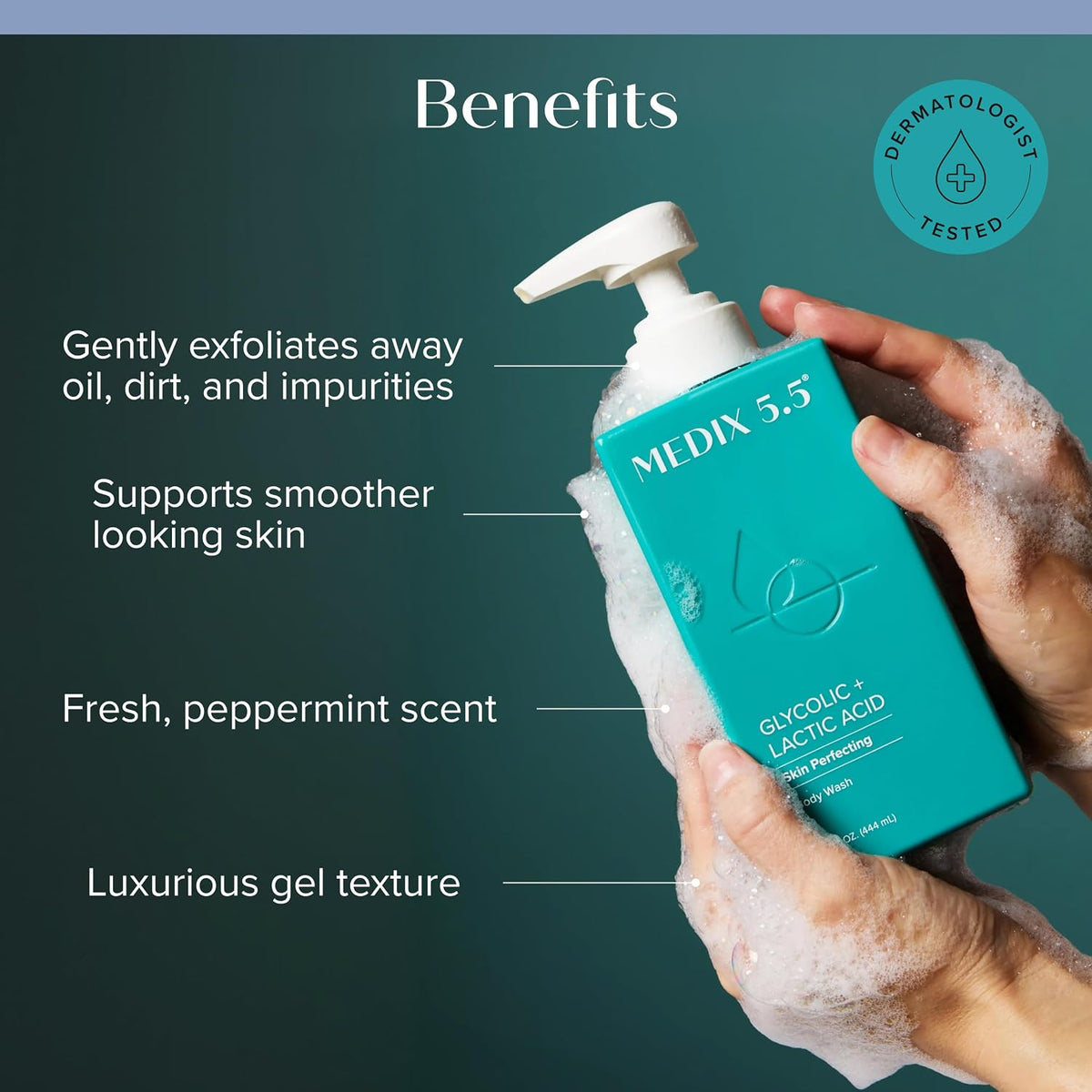 Medix 5.5 Glycolic + Lactic Acid Body Wash 444 ml + Hyaluronic Acid + Cica Body Cream 444 ml Set — alternate product view