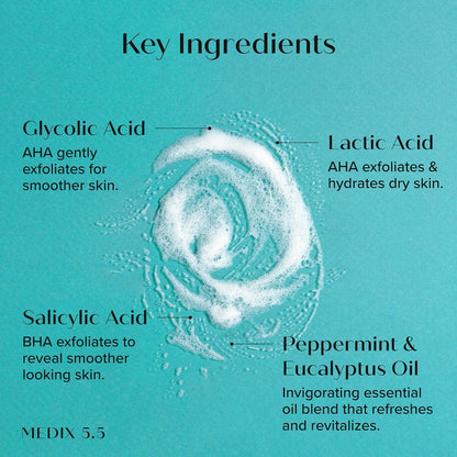 Medix 5.5 glycolic and lactic acid body wash key ingredients - Medix 5.5 Glycolic + Lactic Acid Body Wash 444 ml + Hyaluron