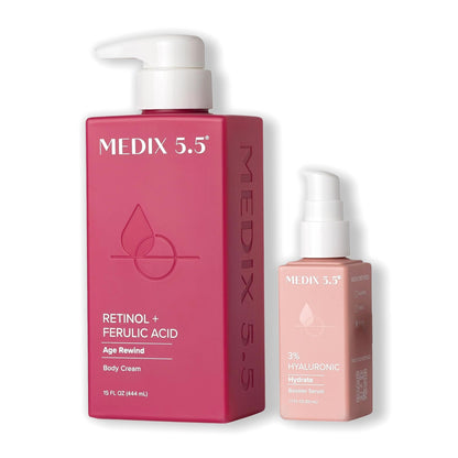 Medix 5.5 Retinol + Ferulic Acid Body Cream 444 ml + 3% Hyaluronic Acid Booster Serum 50 ml Set