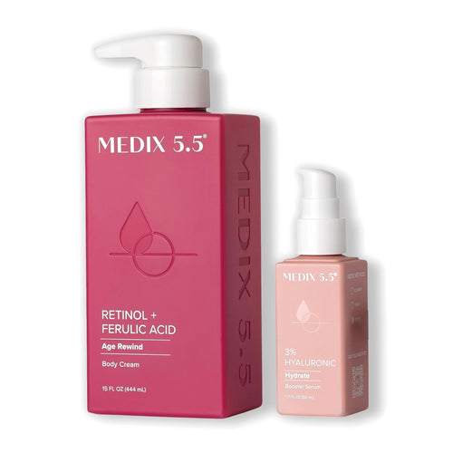 Medix 5.5 Retinol + Ferulic Acid Body Cream 444 ml + 3% Hyaluronic Acid Booster Serum 50 ml Set