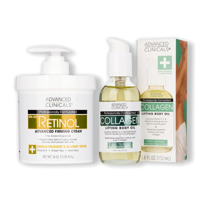 Advanced Clinicals Retinol Body Cream 454 g + Collagen Lifting Body Oil 112 ml Set