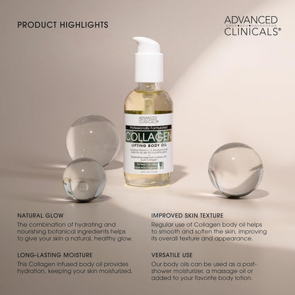 Advanced Clinicals collagen lifting body oil highlights - Advanced Clinicals Retinol Body Cream 454 g + Collagen Lifti