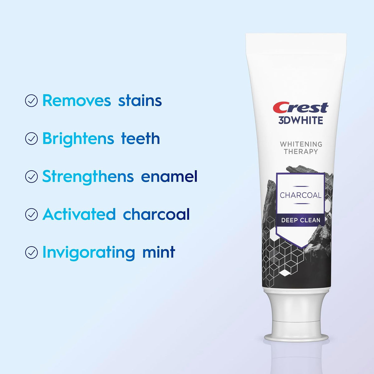 Crest 3D White Whitening Therapy Charcoal Deep Clean: removes stains, brightens teeth, strengthens enamel - Crest 3D White Whitening Therapy Charcoal Deep Clean Toothpa