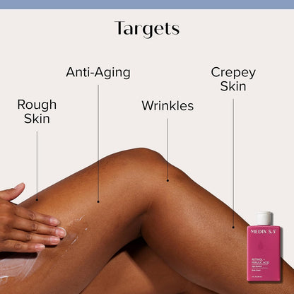 Medix 5.5 retinol body cream benefits: targets rough, crepey skin and wrinkles - Medix 5.5 Retinol Body Cream + Glycolic Acid Body Wash + 20%