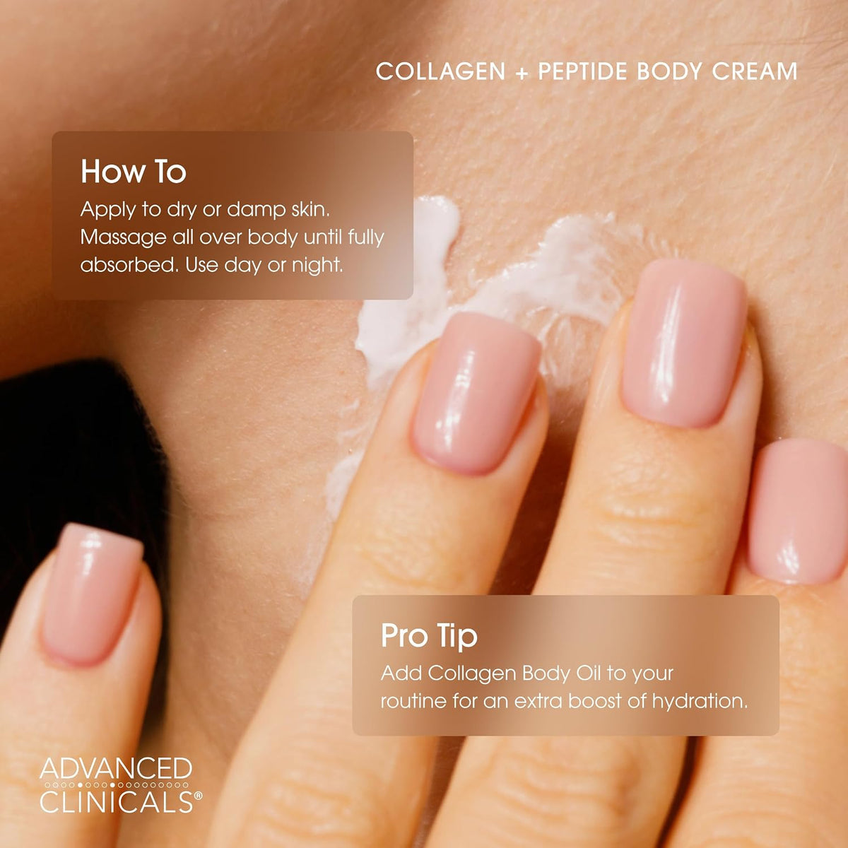 How to use Advanced Clinicals collagen and peptide body cream - Advanced Clinicals Collagen + Peptide Firming Body Cream 454
