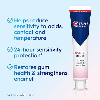 Crest Pro-Health Sensitivity Relief: helps reduce sensitivity to acids, contact and temperature - Crest Pro-Health Sensitivity Relief Toothpaste 136 g, Pack o