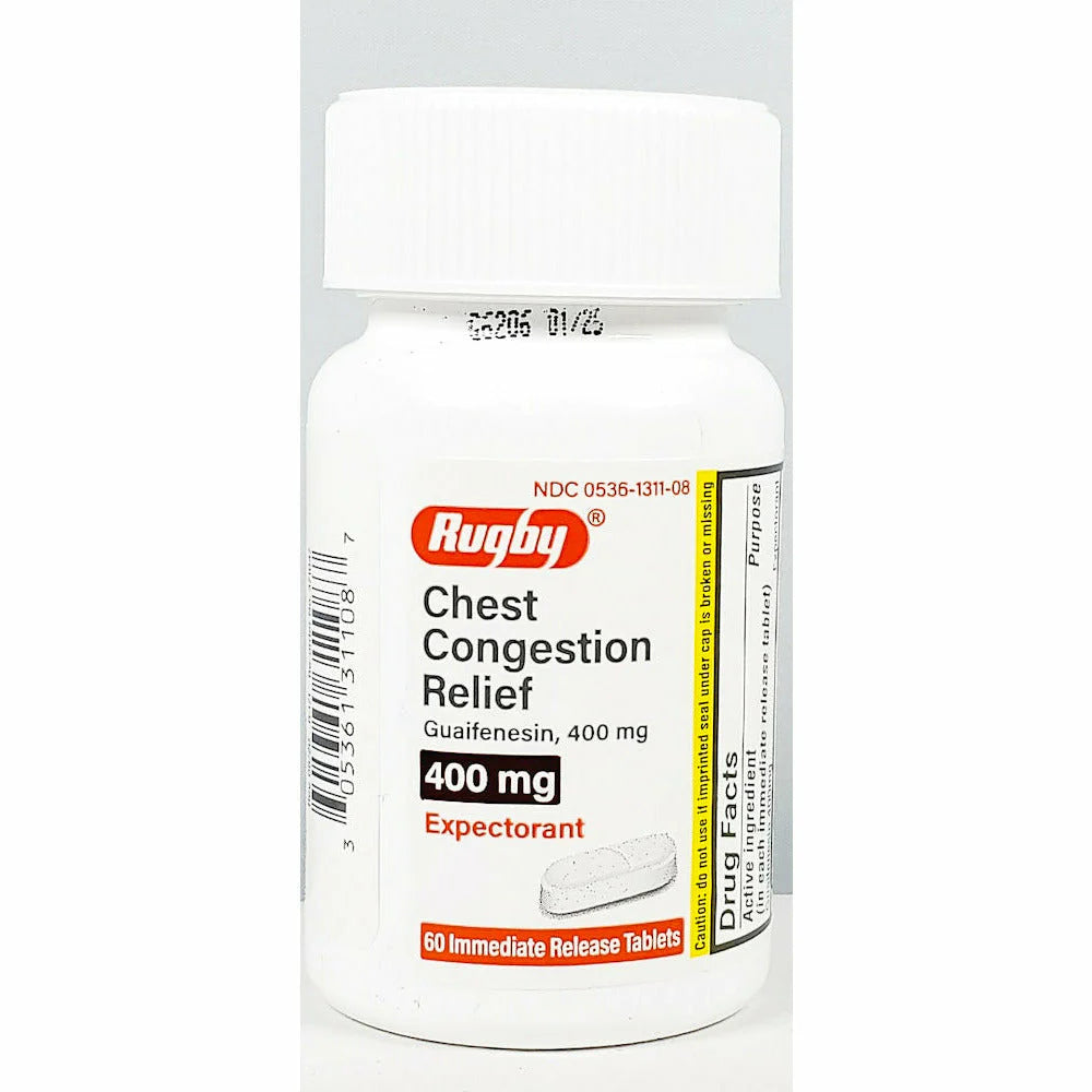 Chest Congestion Relief (Guaifenesin) 400 mg 60 Tablets by Rugby