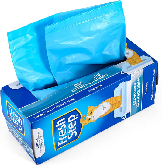 Fresh Step Scented Drawstring Cat Litter Box Liners, 7 Count