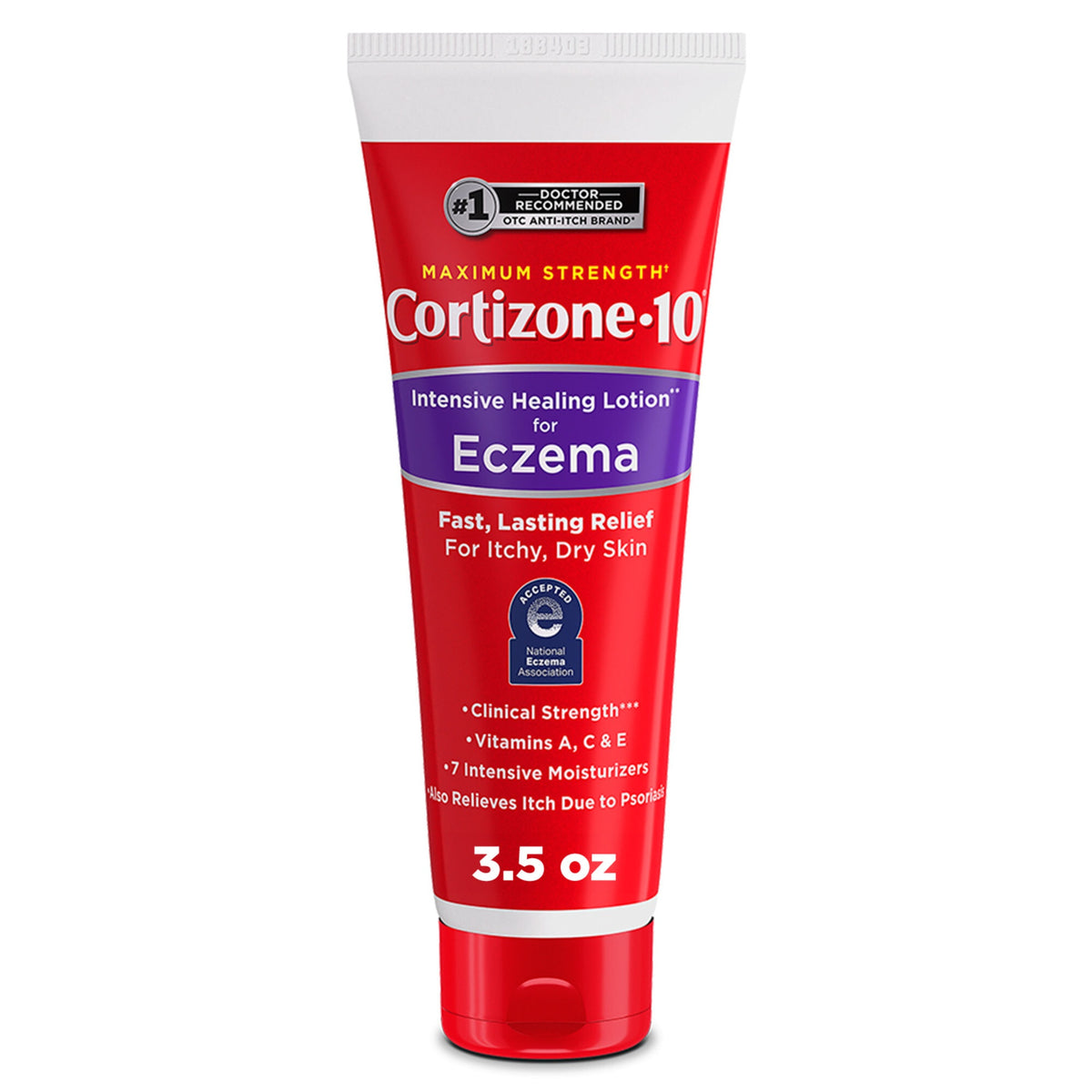 Cortizone-10 Intensive Healing Lotion for Eczema, 1% hydrocortisone, 3.5 oz (99 g) tube — front