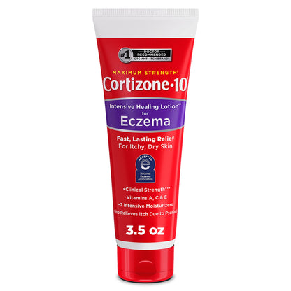Cortizone-10 Intensive Healing Lotion for Eczema, 1% hydrocortisone, 3.5 oz (99 g) tube — front